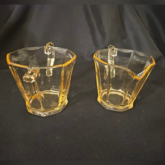 Vintage Fostoria Topaz Yellow Cream and sugar set Depression Glass - Picture 6 of 16